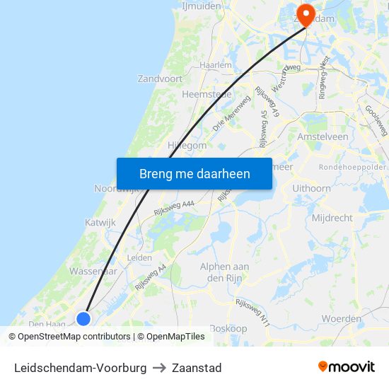 Leidschendam-Voorburg to Zaanstad map