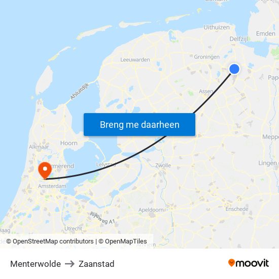 Menterwolde to Zaanstad map