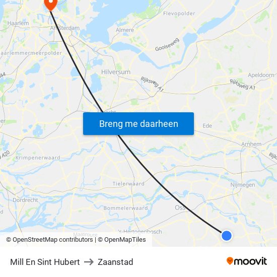 Mill En Sint Hubert to Zaanstad map