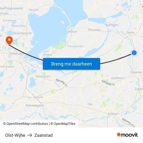 Olst-Wijhe to Zaanstad map