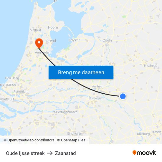 Oude Ijsselstreek to Zaanstad map