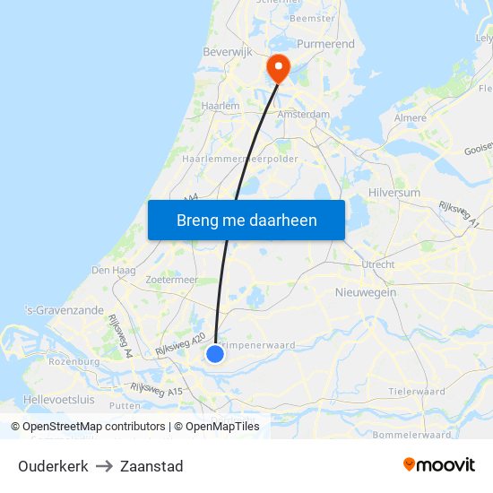 Ouderkerk to Zaanstad map
