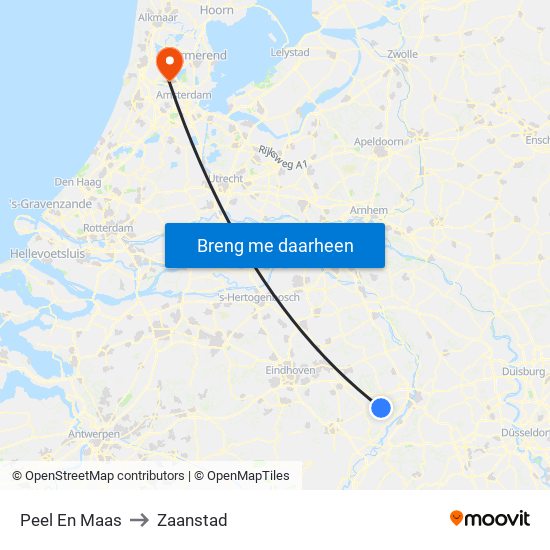 Peel En Maas to Zaanstad map