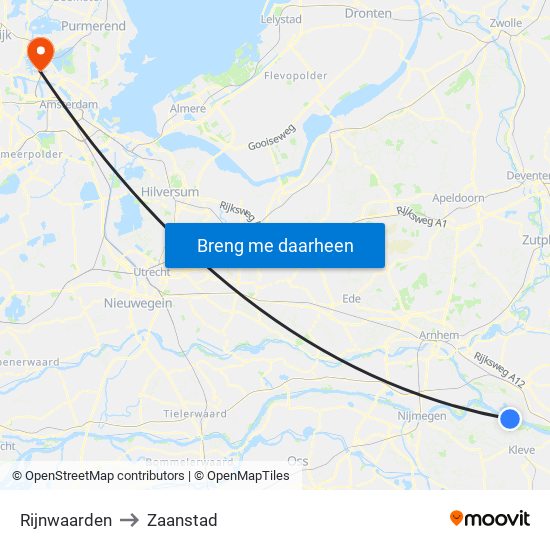 Rijnwaarden to Zaanstad map
