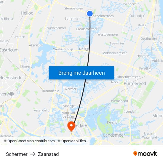 Schermer to Zaanstad map