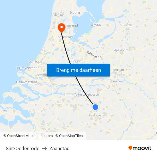 Sint-Oedenrode to Zaanstad map