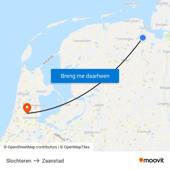 Slochteren to Zaanstad map