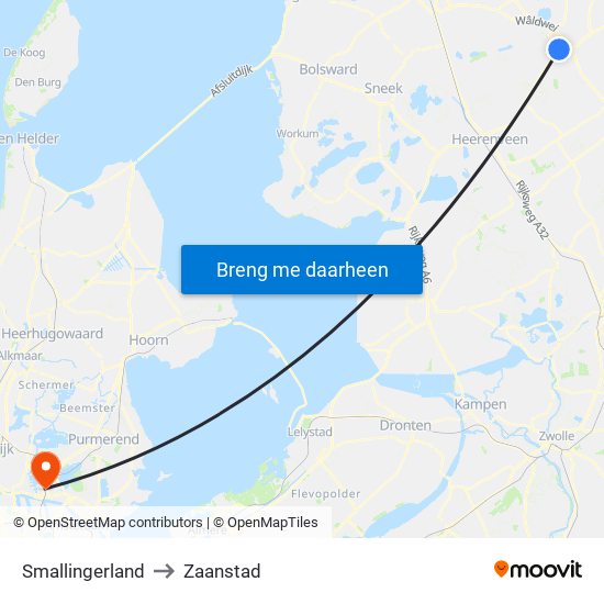Smallingerland to Zaanstad map
