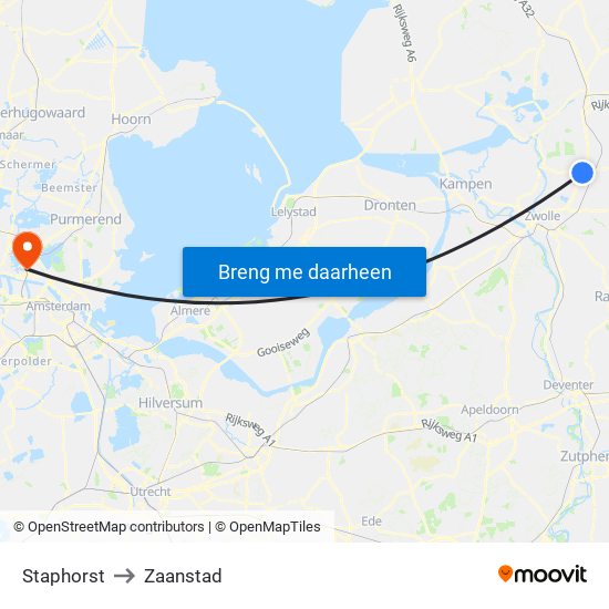 Staphorst to Zaanstad map