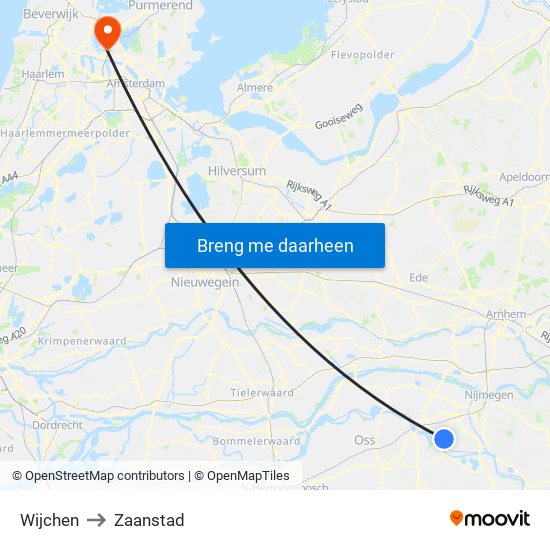 Wijchen to Zaanstad map