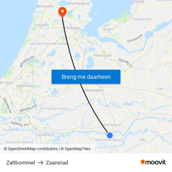 Zaltbommel to Zaanstad map