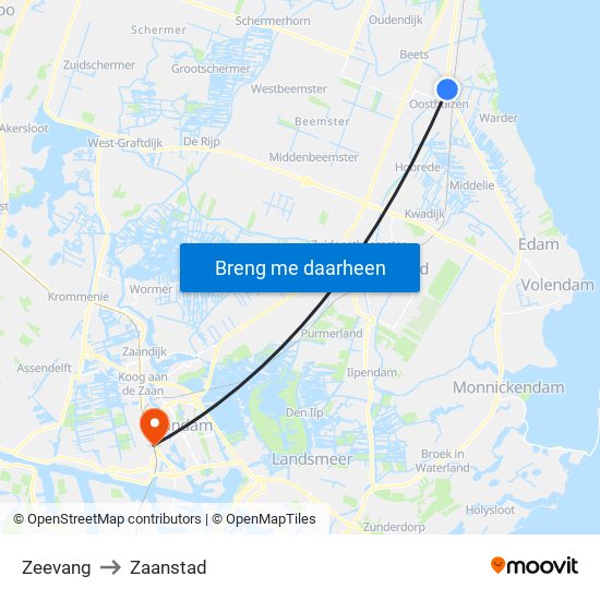Zeevang to Zaanstad map