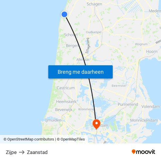 Zijpe to Zaanstad map