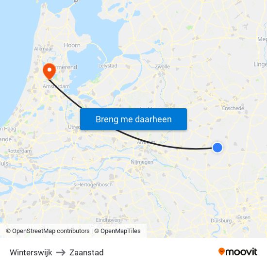 Winterswijk to Zaanstad map