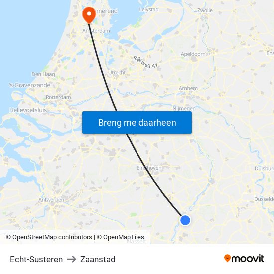 Echt-Susteren to Zaanstad map