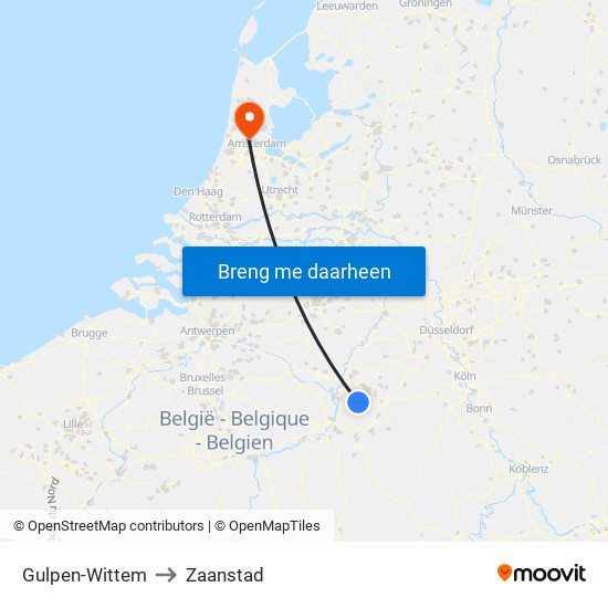 Gulpen-Wittem to Zaanstad map