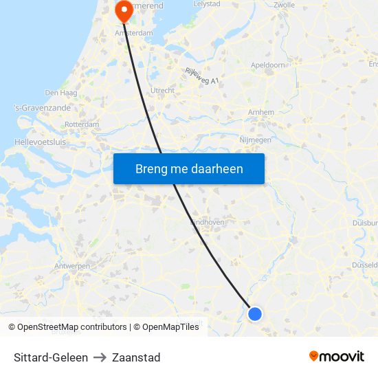 Sittard-Geleen to Zaanstad map