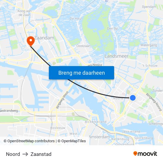 Noord to Zaanstad map