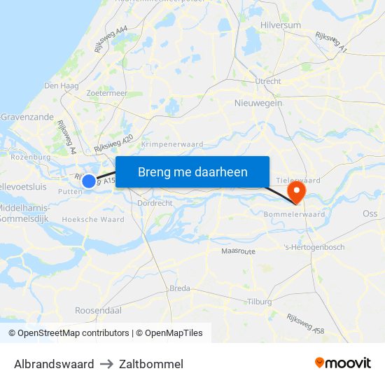 Albrandswaard to Zaltbommel map