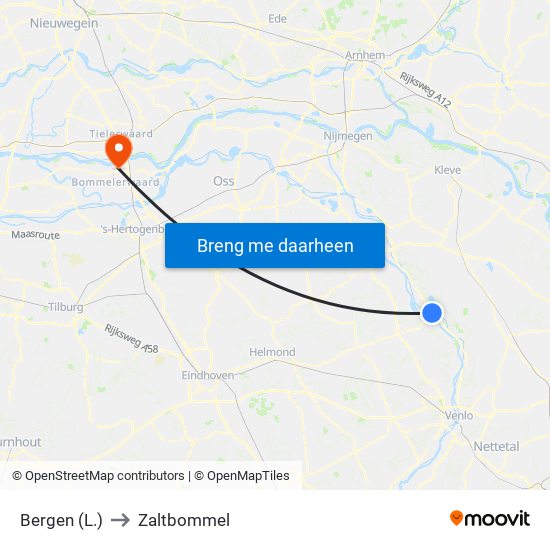 Bergen (L.) to Zaltbommel map