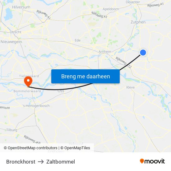 Bronckhorst to Zaltbommel map