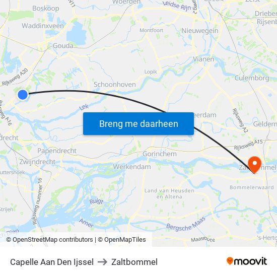 Capelle Aan Den Ijssel to Zaltbommel map