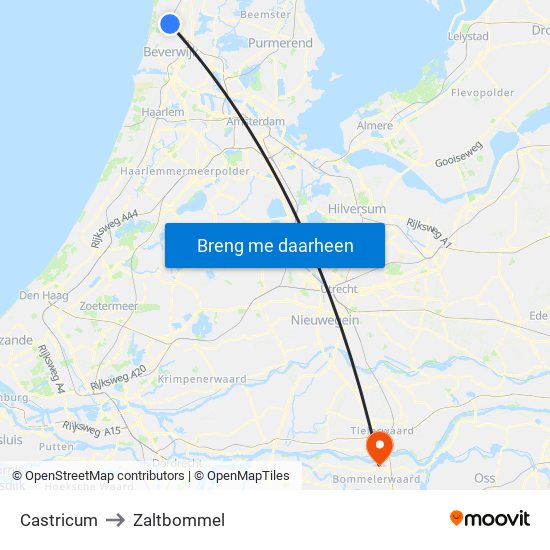 Castricum to Zaltbommel map