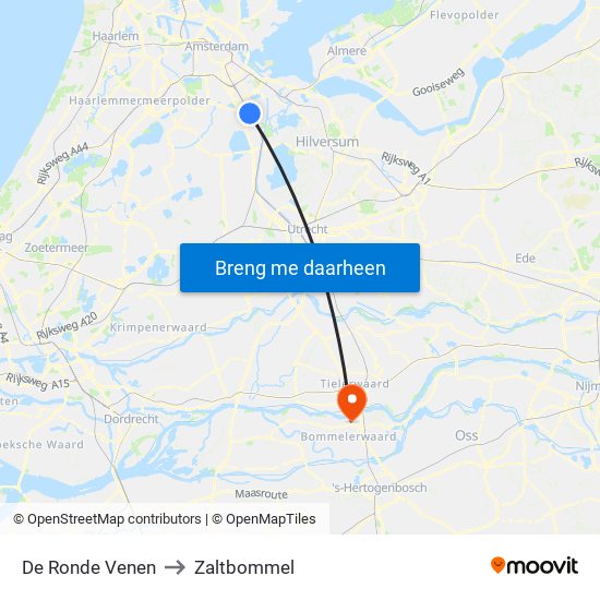 De Ronde Venen to Zaltbommel map