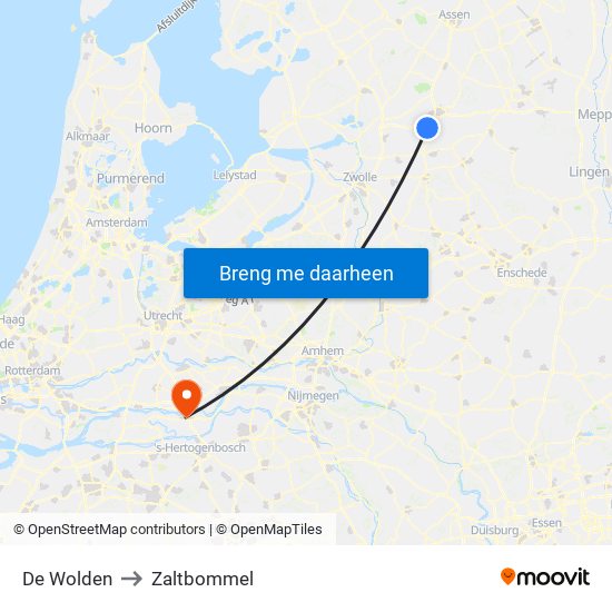 De Wolden to Zaltbommel map