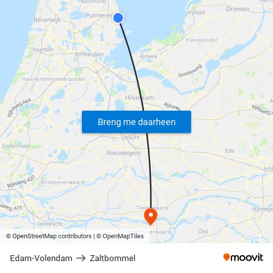Edam-Volendam to Zaltbommel map