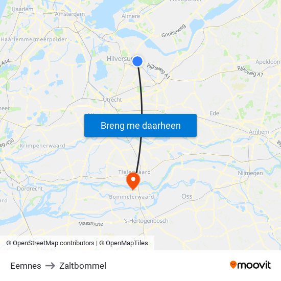 Eemnes to Zaltbommel map