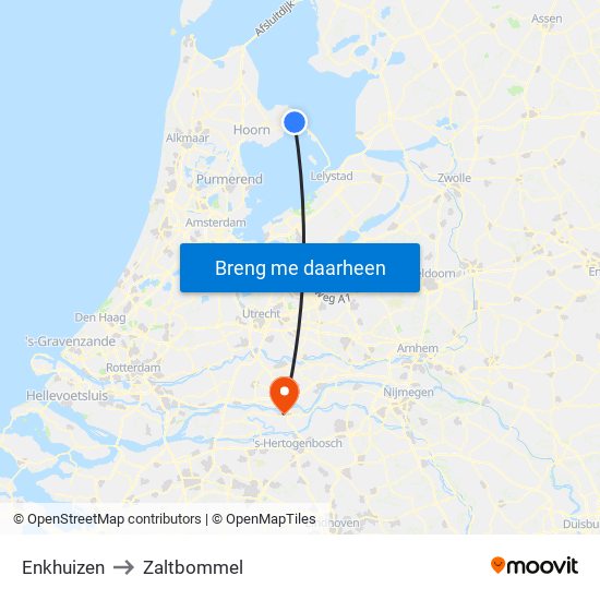 Enkhuizen to Zaltbommel map