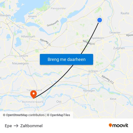 Epe to Zaltbommel map
