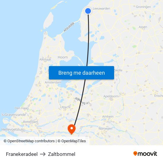 Franekeradeel to Zaltbommel map