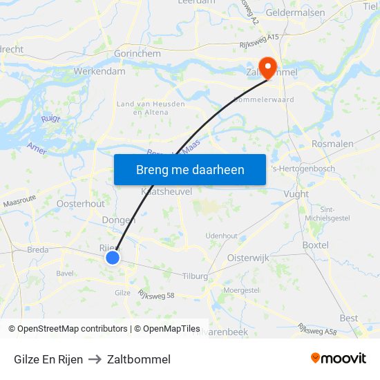 Gilze En Rijen to Zaltbommel map