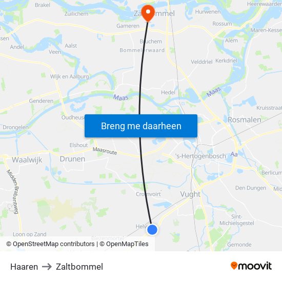Haaren to Zaltbommel map