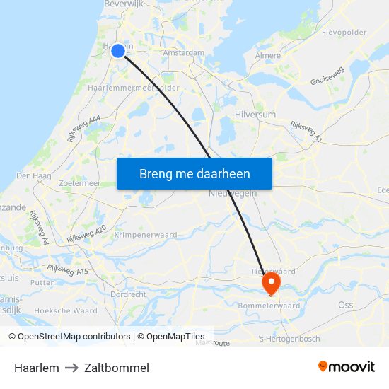 Haarlem to Zaltbommel map