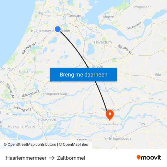 Haarlemmermeer to Zaltbommel map