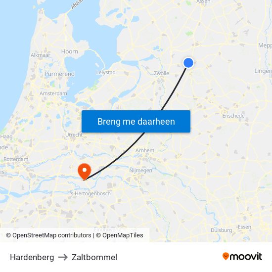 Hardenberg to Zaltbommel map