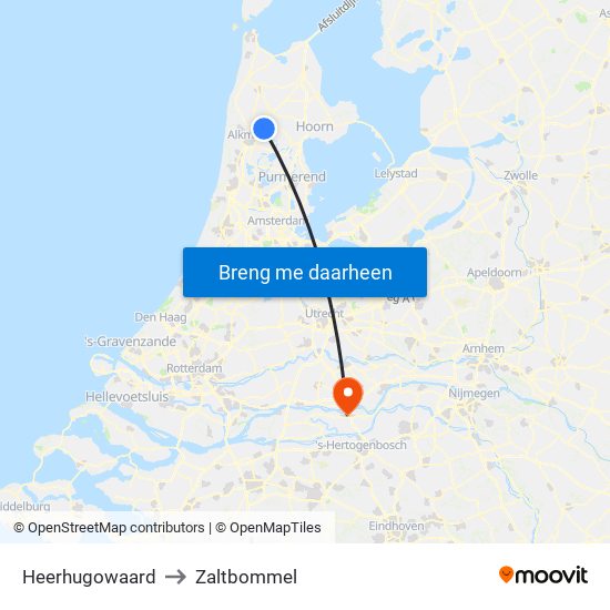 Heerhugowaard to Zaltbommel map