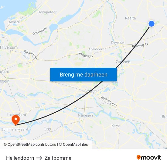 Hellendoorn to Zaltbommel map