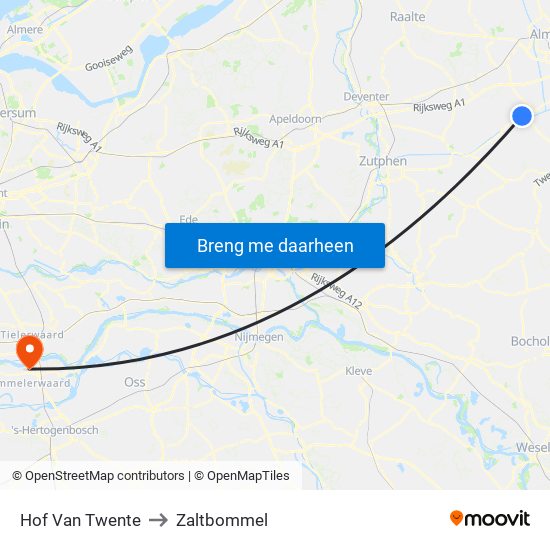 Hof Van Twente to Zaltbommel map