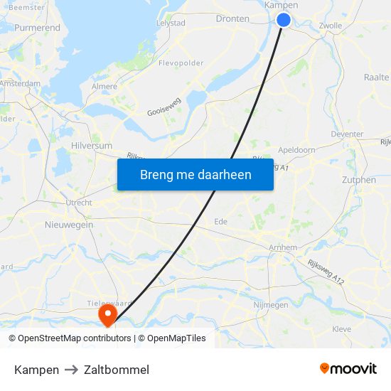 Kampen to Zaltbommel map