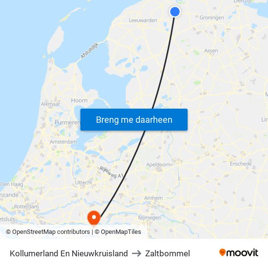 Kollumerland En Nieuwkruisland to Zaltbommel map