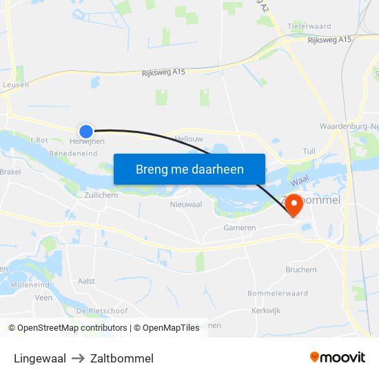 Lingewaal to Zaltbommel map