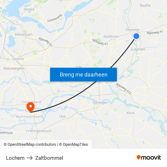 Lochem to Zaltbommel map