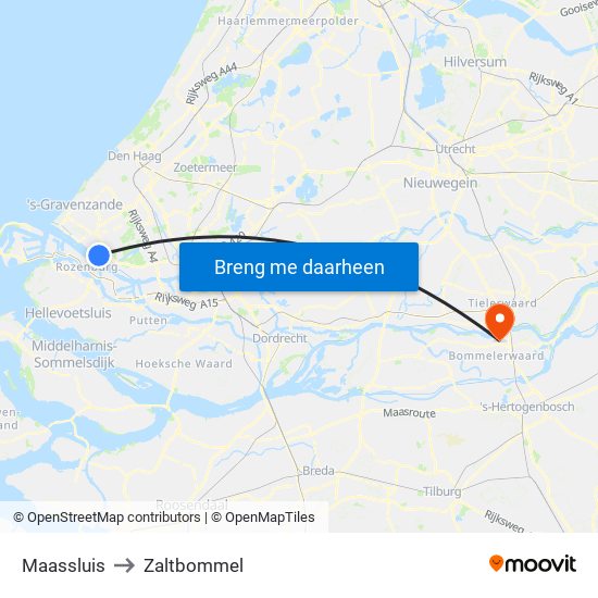 Maassluis to Zaltbommel map