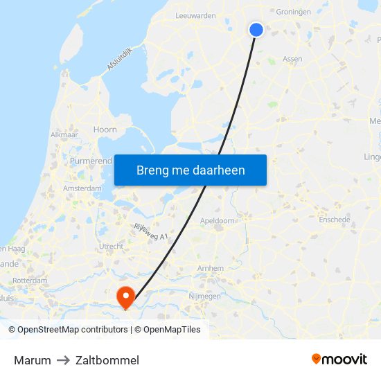 Marum to Zaltbommel map