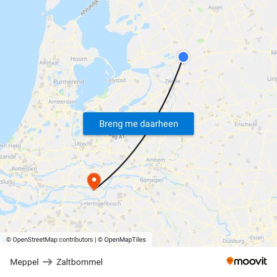 Meppel to Zaltbommel map