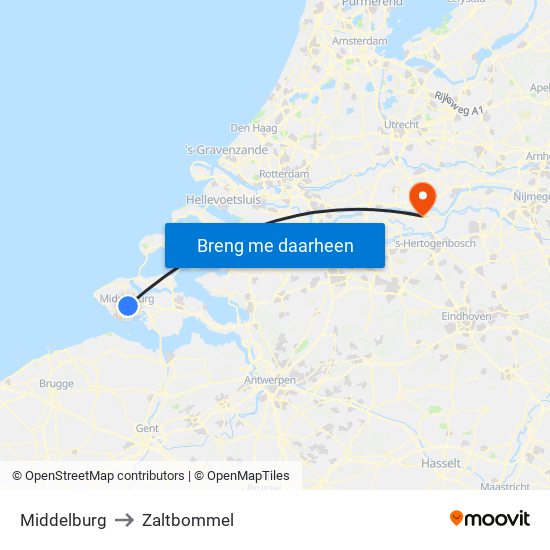 Middelburg to Zaltbommel map